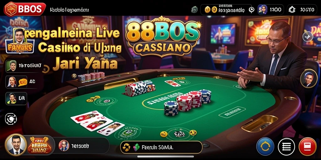 Tampilan gameplay Live Casino yang memukau dan interaktif dari aplikasi 88BOS.