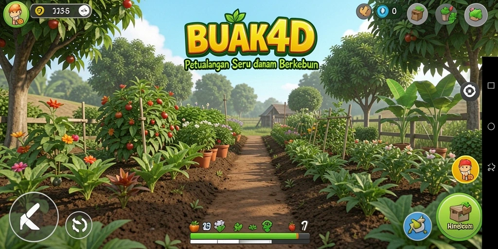 Tampilan penuh warna dari gameplay BUAH4D yang menarik dan menantang.