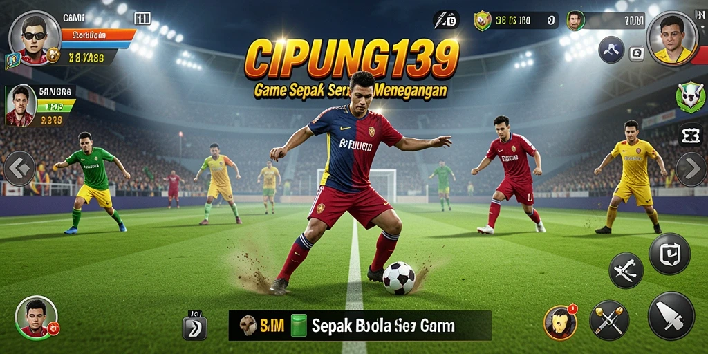 Tampilan gameplay seru di CIPUNG138 dengan aksi sepak bola yang mendebarkan.