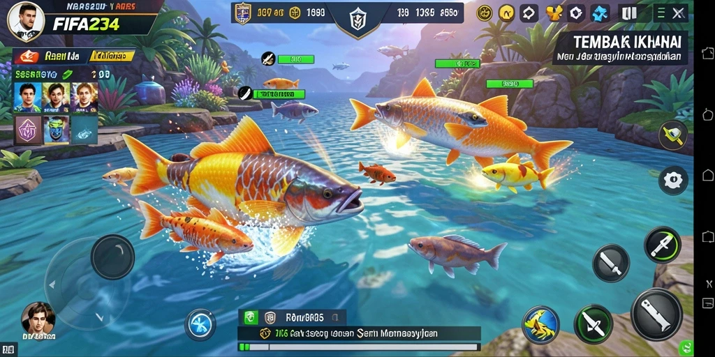 Gameplay seru menembak ikan dengan efek suara menarik.