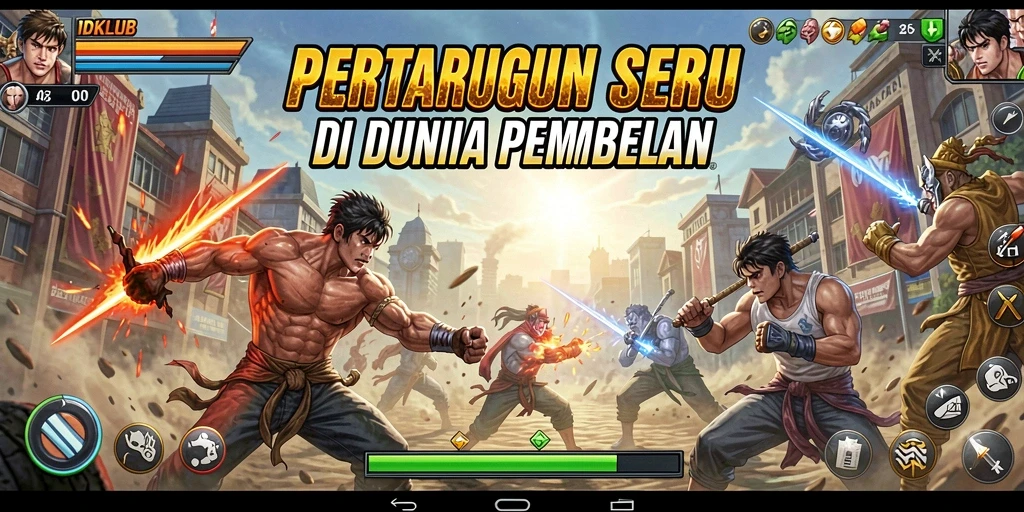 Tampilan gameplay IDKLUB yang menampilkan pertarungan epik dan dinamis.