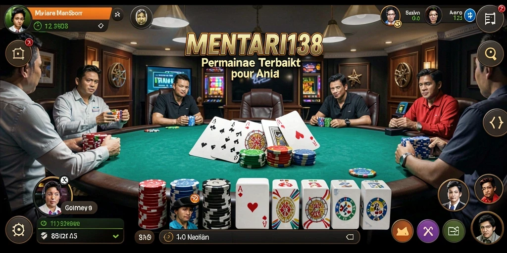 Screenshot utama menunjukkan gameplay Poker yang mendebarkan.