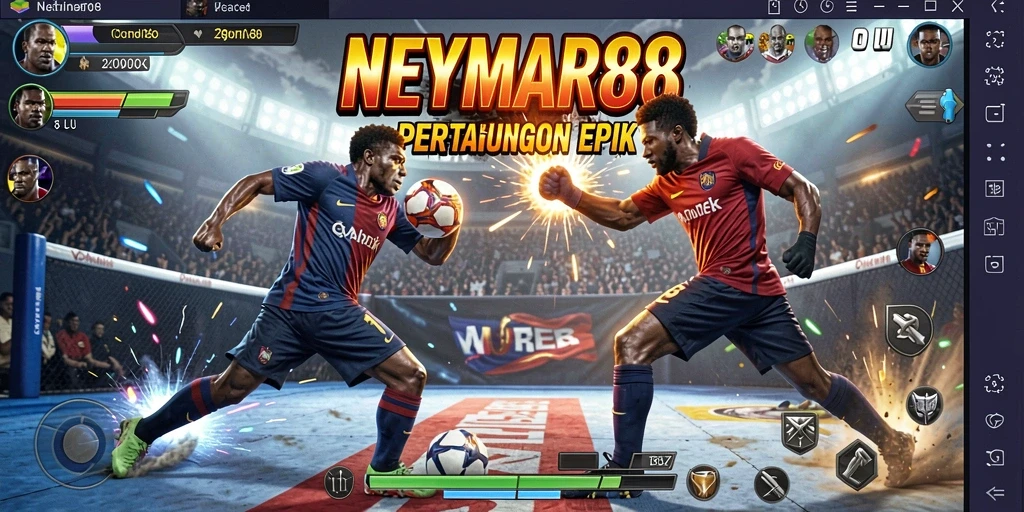 Gameplay seru dari NEYMAR88 dengan pertarungan yang intens.