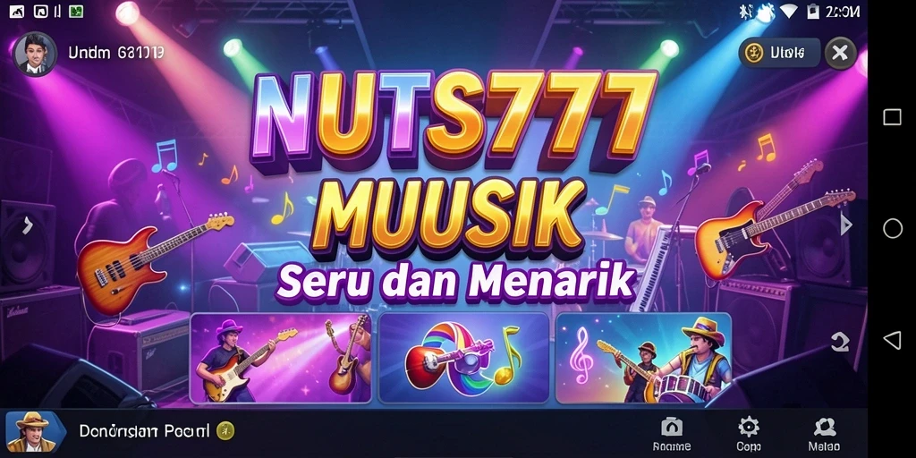 Screenshot gameplay NUTS777 menunjukkan momen seru dalam permainan musik.