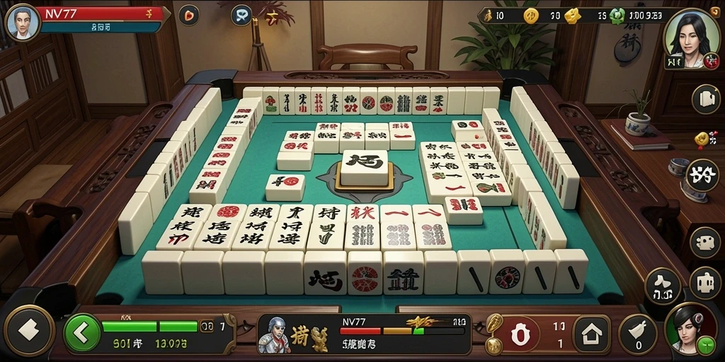 Tampilan screenshot NV77 menampilkan suasana permainan Mahjong yang seru dan interaktif.