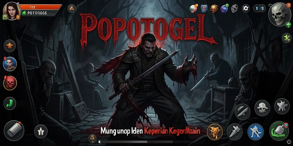 Screenshot gameplay yang menampilkan suasana mencekam dan kengerian dari POPOTOGEL.