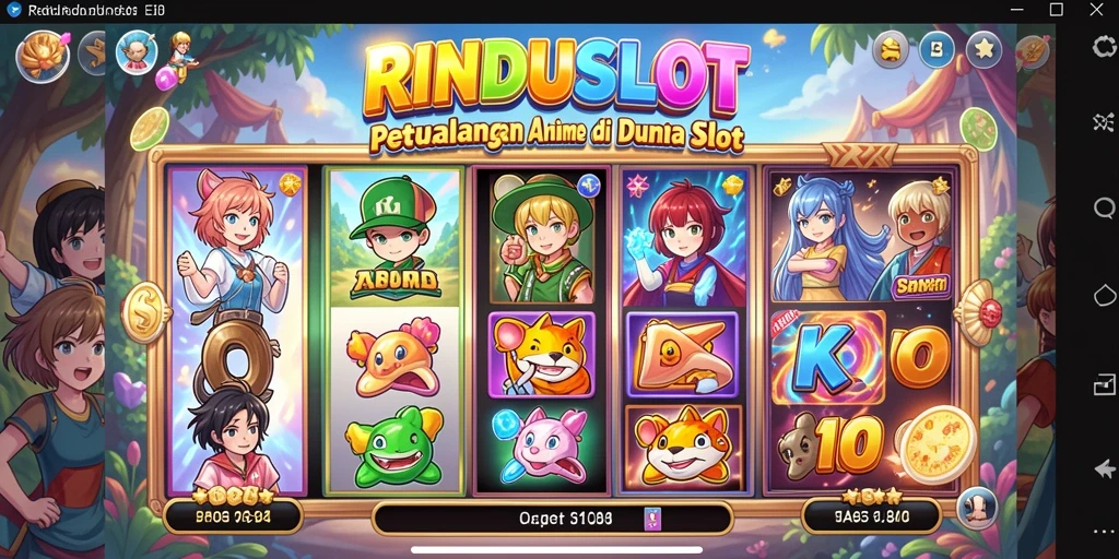 Tampilan layar RINDUSLOT yang menampilkan karakter anime yang menawan.