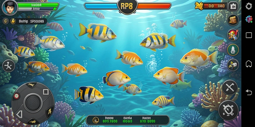 Tampilan gameplay menarik dari RP8 saat menembak ikan.