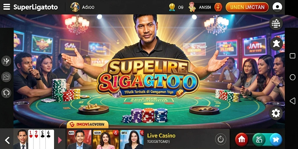 Tampilan gameplay menarik dari SUPERLIGATOTO dengan dealer langsung.
