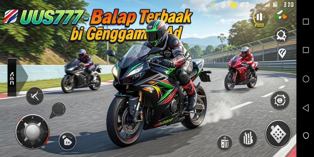 Screenshot UUS777 menunjukkan aksi balapan motor yang mendebarkan.