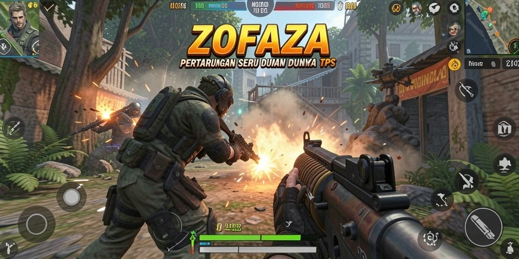 Tangkapan layar gameplay ZOFAZA menampilkan aksi pertempuran mendebarkan.