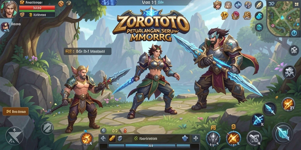 Tangkapan layar gameplay ZOROTOTO menampilkan aksi pertarungan seru di dunia MMORPG.